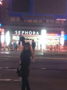 Aline Watfa in front of Sephora Building